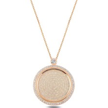 Osmanlı Gümüş Zirkon Taşlı Rose Yuvarlak Model Esmaül Hüsna Kadın Gümüş Kolye Gklesmhsnm1-Ros