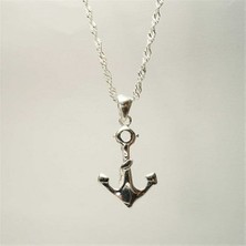 Osmanlı Gümüş Gemi Çapası Gümüş Bayan Kolye Küçük Boy