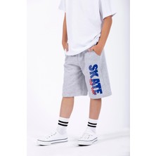 Skate Baskılı Gri Renk Erkek Cocuk Kaprı