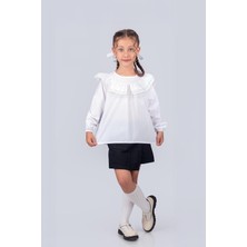 Trend Baby Kids Kız Çocuk Okul Gömleği Dantelli Fırfır Detaylı 9-12 Yaş