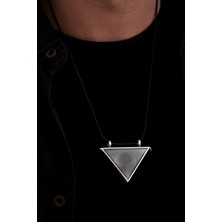 Osmanlı Gümüş Büyük Boy Baklava Desenli Gümüş Muska Haznesi Deri Kolye Hediyeli