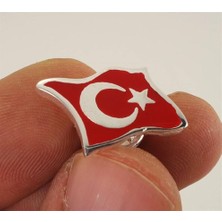 Osmanlı Gümüş Ay Yıldız Türk Bayrağı Gümüş Rozet