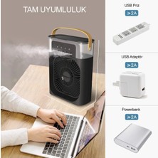 Vothoon Taşınabilir Işıklı 5 Spreyli Vantilatör Buzlu Buharlı Vantilatör Mini Fan Nemlendirici Buharlı