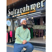 Umre Market Tam Düğme Keten Saffan Gömlek