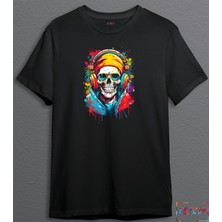 Bumeta Renkli Kuru Kafa Iskelet Unisex T-Shirt T-Shirt