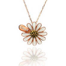 Osmanlı Gümüş Isim Yazılabilir Papatya Yaprak Çiçek Bayan Gümüş Kolye Gklpapatısm-Byz