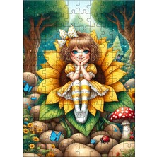 Tablomega Ahşap Mdf Puzzle Yapboz Ayçiçeği ve Parmak Çocuk 120 Parça 25*35 cm