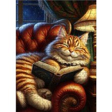 Tablomega Ahşap Mdf Puzzle Yapboz Kitap Okuyan Kedi 255 Parça 35*50 cm