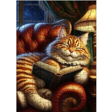 Tablomega Ahşap Mdf Puzzle Yapboz Kitap Okuyan Kedi 120 Parça 25*35 cm