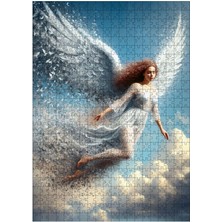 Ekart Ahşap Mdf Puzzle Yapboz Beyaz Kanatlı Melek Kadın 500 Parça 50*70 cm