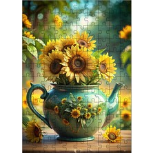 Ekart Ahşap Mdf Puzzle Yapboz Çaydanlıktaki Ayçiçekleri 120 Parça 25*35 cm