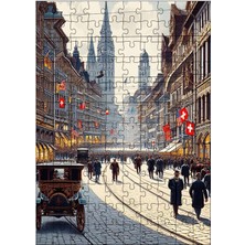 Ekart Ahşap Mdf Puzzle Yapboz Eski Zamanlarda Isviçre Sokağı 120 Parça 25*35 cm