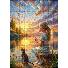 Ekart Ahşap Mdf Puzzle Yapboz Kumsaldaki Çocuk ve Kedi 120 Parça 25*35 cm