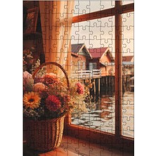 Ekart Ahşap Mdf Puzzle Yapboz Pencere Kenarındaki Çiçek Sepeti 120 Parça 25*35 cm