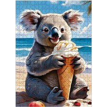 Ekart Ahşap Mdf Puzzle Yapboz Plajda Dondurma Yiyen Kuala 500 Parça 50*70 cm