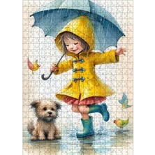 Ekart Ahşap Mdf Puzzle Yapboz Sarı Yağmurluklu Kız Çocuğu 500 Parça 50*70 cm