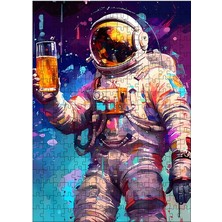 Karizma Tablo Ahşap Mdf Puzzle Yapboz Bira Içen Astronot 255 Parça 35*50 cm