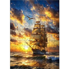 Karizma Tablo Ahşap Mdf Puzzle Yapboz Büyük Gemi ve Güneş  120 Parça 25*35 cm