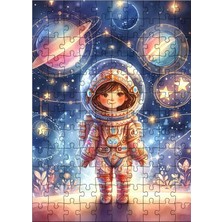 Karizma Tablo Ahşap Mdf Puzzle Yapboz Astronot Çocuk 120 Parça 25*35 cm