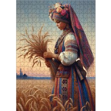 Karizma Tablo Ahşap Mdf Puzzle Yapboz Başak Tarlası ve Kız 500 Parça 50*70 cm