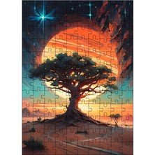 Karizma Tablo Ahşap Mdf Puzzle Yapboz Dev Ağaç ve Gün Batımı Manzarası 120 Parça 25*35 cm