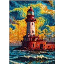 Karizma Tablo Ahşap Mdf Puzzle Yapboz Deniz Feneri ve Renkli Gökyüzü 120 Parça 25*35 cm