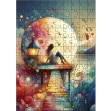 Karizma Tablo Ahşap Mdf Puzzle Yapboz Iskeledeki Kadın ve Desenler 120 Parça 25*35 cm