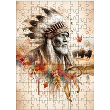 Karizma Tablo Ahşap Mdf Puzzle Yapboz Kızılderili Şef 120 Parça 25*35 cm