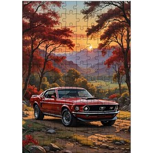 Karizma Tablo Ahşap Mdf Puzzle Yapboz Kırmızı Klasik Araba 120 Parça 25*35 cm