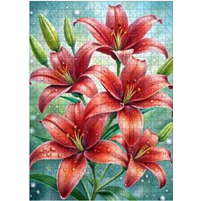 Karizma Tablo Ahşap Mdf Puzzle Yapboz Kırmızı Zambak Çiçeği 500 Parça 50*70 cm