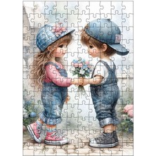 Karizma Tablo Ahşap Mdf Puzzle Yapboz Küçük Çocuk ve Kız 120 Parça 25*35 cm