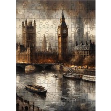 Karizma Tablo Ahşap Mdf Puzzle Yapboz Londra Saat Kulesi 120 Parça 25*35 cm