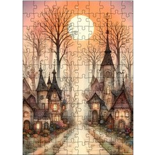 Karizma Tablo Ahşap Mdf Puzzle Yapboz Retro Kasaba 120 Parça 25*35 cm