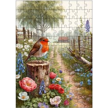 Karizma Tablo Ahşap Mdf Puzzle Yapboz Sevimli Kuş ve Çiçekler 120 Parça 25*35 cm