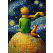 Karizma Tablo Ahşap Mdf Puzzle Yapboz Uzaydaki Çocuk ve Tilki Van Gogh Tarzi 500 Parça 50*70 cm