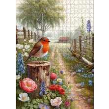 Karizma Tablo Ahşap Mdf Puzzle Yapboz Sevimli Kuş ve Çiçekler 500 Parça 50*70 cm