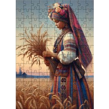 Karizma Tablo Ahşap Mdf Puzzle Yapboz Başak Tarlası ve Kız 120 Parça 25*35 cm