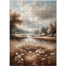 Karizma Tablo Ahşap Mdf Puzzle Yapboz Göl ve Orman Manzarası 120 Parça 25*35 cm