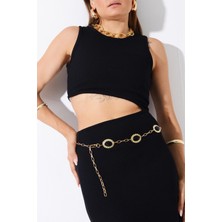Pınkmark Kadın Gold Siyah Taşlı Zincir Kemer PMKM25642