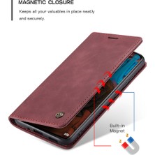 Eabhulie Xiaomi 12 Pro Için Retro Pu Deri Cüzdan Flip Standlı Telefon Kılıfı - Kırmızı (Yurt Dışından)