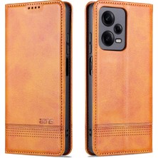 Eabhulie Xiaomi Redmi Note 12 Pro Için Vintage Deri Cüzdan Standı Telefon Kılıfı - Kahverengi (Yurt Dışından)