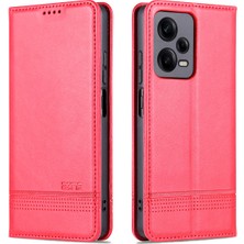 Eabhulie Xiaomi Redmi Note 12 Pro Için Vintage Deri Cüzdan Standı Telefon Kılıfı - Rose Red (Yurt Dışından)