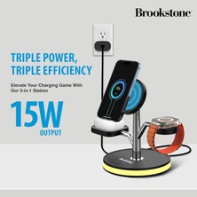 Brookstone 3'ü 1 Arada Kablosuz Hızlı Şarj Istasyonu - Manyetik Şarj Standı