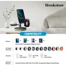 Brookstone 3'ü 1 Arada Kablosuz Hızlı Şarj Istasyonu - Manyetik Şarj Standı