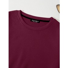 Kadın Basic Crop Içi Polarlı Oversize Sweatshirt - Bordo