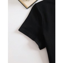 Softway Kadın Kısa Kollu Basic Dar Kalıp Crop T-Shirt - Siyah