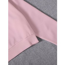 Kadın Basic Crop Içi Polarlı Oversize Sweatshirt - Pembe