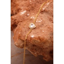 Sümer Telkari Kalp Mini Altın Yaldızlı Gümüş Bileklik 4631