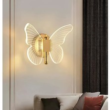Burenze Tasarım Butterfly Aplik E-27 Duy Tipi Her Yöne Işık Yönü Gold Sarı Kelebek