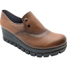 Çiğdem Kundura Çiğdem Kundura Arya Maplen  Deri Kadın Dolgu Topuk Ayakkabı - Kahverengi - 40